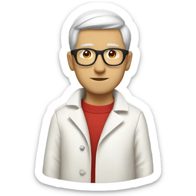 <excerpt>
A white man with short hair, donning red tinted glasses in a white trench coat, is an alchemist.
</excerpt> sticker