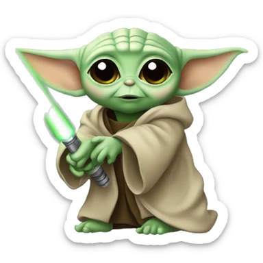 baby yoda light saber sticker