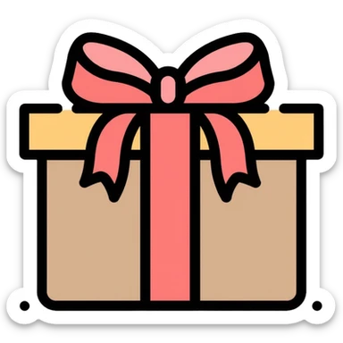 wrapped gift box with ribbon and bow sticker