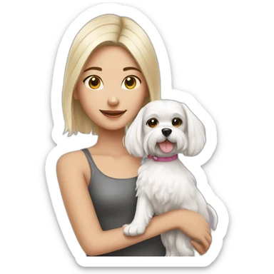 Girl with maltese dog sticker