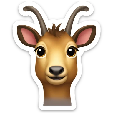 peeping happy smiling dark chamois front face with hooves sticker