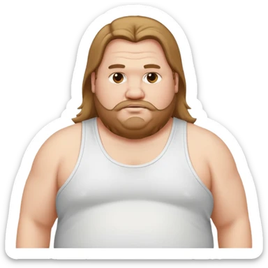 Long hair fat men in white tank top sticker