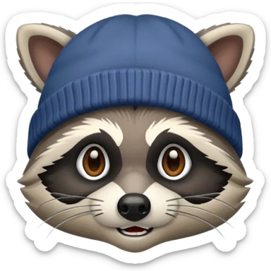 Aggressive Raccoon bandit with beanie hat sticker