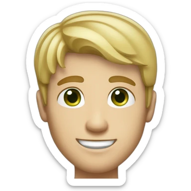 Handsome man smiling with freckles and green eyes. Short blond raid hair. sticker