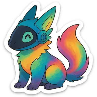exotic tropical iridescent colorful nebula rainbow gradients cyber-Protogen-Fakémon-Pokémon sticker