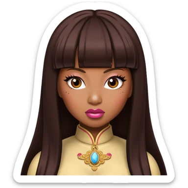 Chocolate skinned Nicki Minaj with Chinese bang sticker