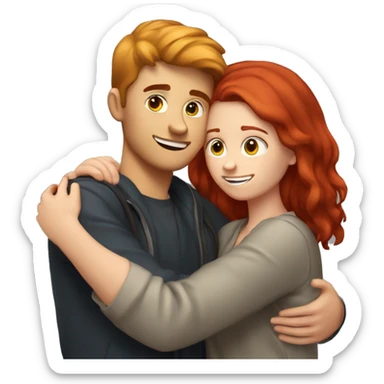 Hug between a brown haired 20yo boy and a red haired 20yo girl sticker