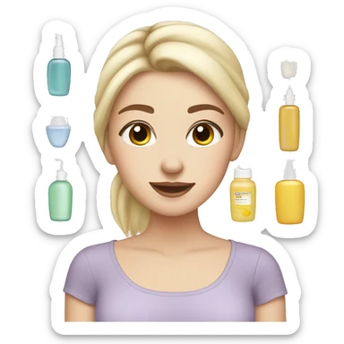 white girl doing skincare sticker