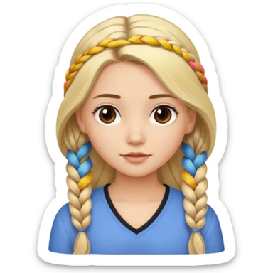 Girl long flowing blonde hair and  girl with DARK BROWN HAIR ONE BRAID on one side.   sticker