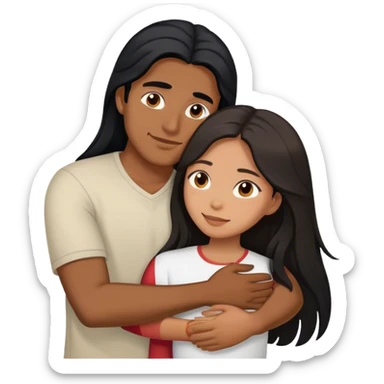 Brown Guy with long black hair hugging brown hair Filipina sticker