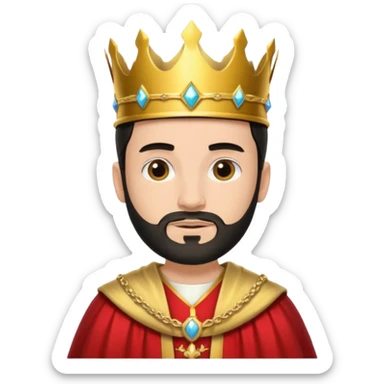 Bearded King, young king with short black beard, wearing crown
 sticker