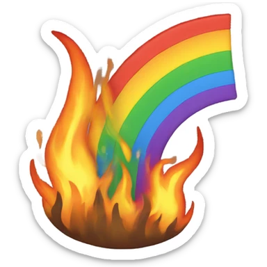 rainbow fire sticker