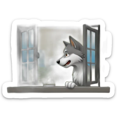 Hombre lobo mirando por una ventana sticker