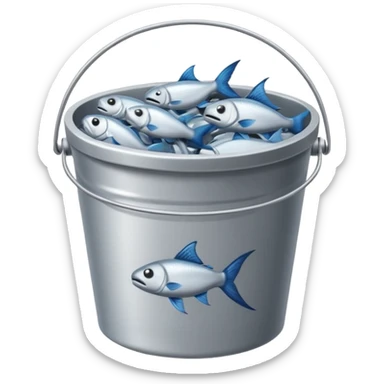 dead fishes in bucket sticker