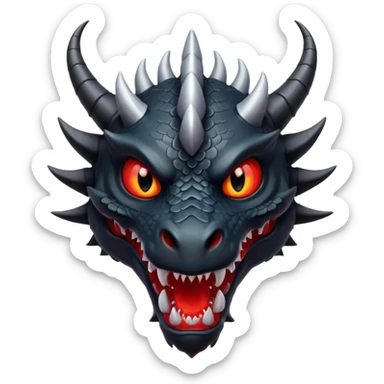 A terrifying black dragon with red brillants eyes, great black horns. sticker