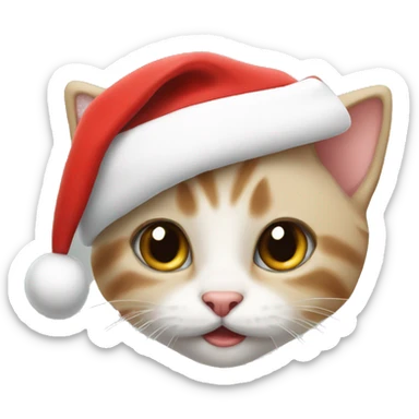 kitten with a santa hat sticker