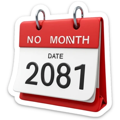 Apple-style 3D emoji icon of a calendar in perspective view, minimalistic design, only one centered date number, no month name, no weekday, no text or symbols other than the single number, realistic glossy material, soft depth, clean and detailed rendering sticker