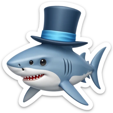 Shark with a top hat sticker