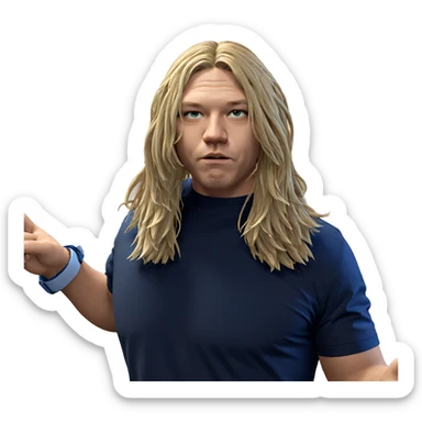 blonde male in blue shirt sticker