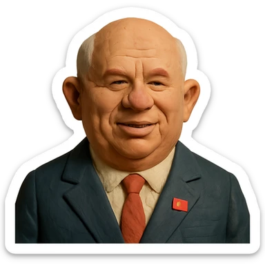 claymation style portrait of Nikita Khrushchev sticker