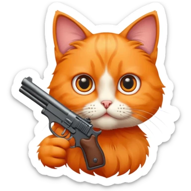 Cat clocking a gun sticker