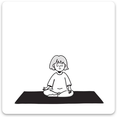 a blonde girl with a short haircut in a white dress sitting in a lotus position and meditating sticker