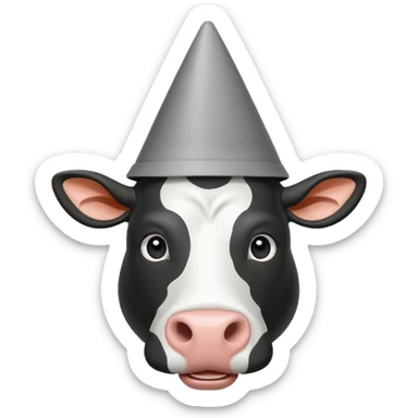 Cow with dunce hat sticker