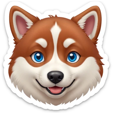 cute, disney-style red siberian husky with blue eyes, happy sticker