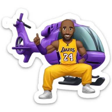 kobe bryant holding on tothe skids of a helicopter sticker