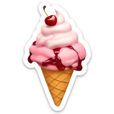Topping with cherry Icecream, and sun sticker