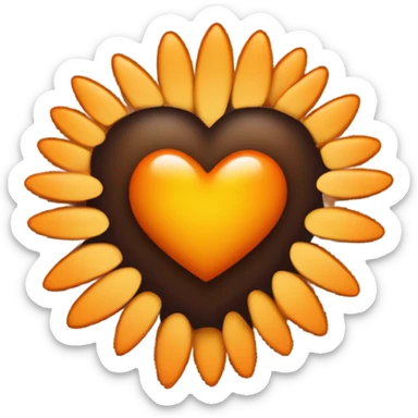 Corazón naranja con girasol sticker