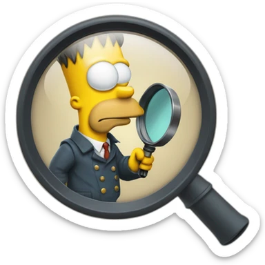 Bart simpson in a detective outfit with a magnifying glass sticker