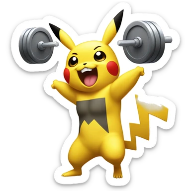 Pikachu cheering a bodybuilder in training  sticker