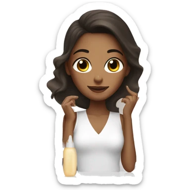 Brunette girl doing skincare sticker