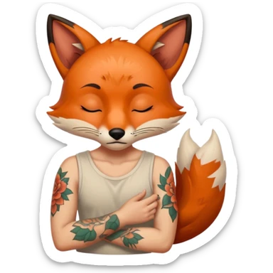 tatoos fox, sleepy sticker