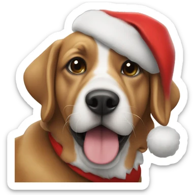 Dog wearing santa claus custome sticker