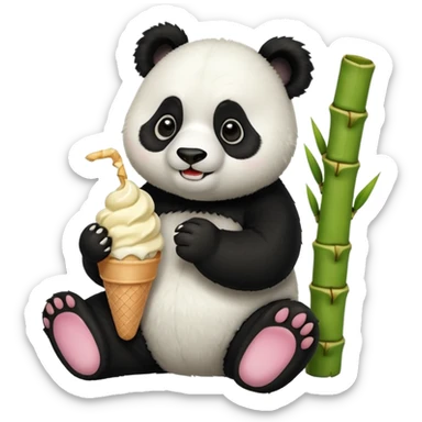 Panda eating ice cream sticker