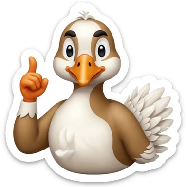 art style drawing goose character giving a thumbs down sticker