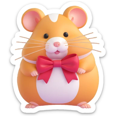 sad hamster with a bow sticker