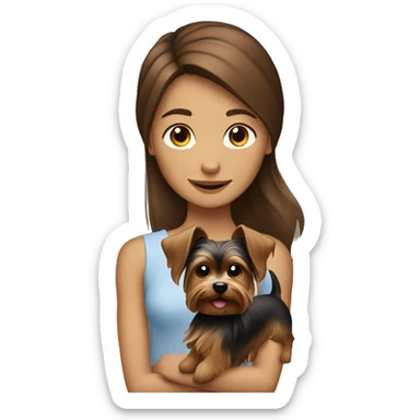 brown hair girl with a yorkshire terrier in front of her sticker