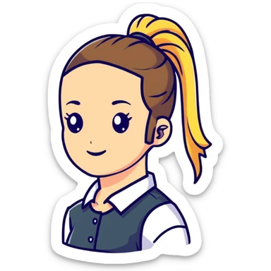 Happy girl with ponytail sticker
