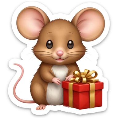Cute mouse with gift sticker