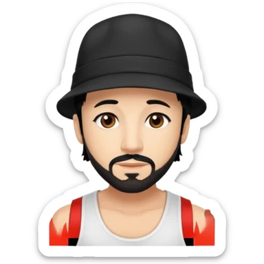 AJ McLean brown eyes, black hair, white tank top and hat sticker