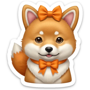 Shiba Inu with a bow on it sticker