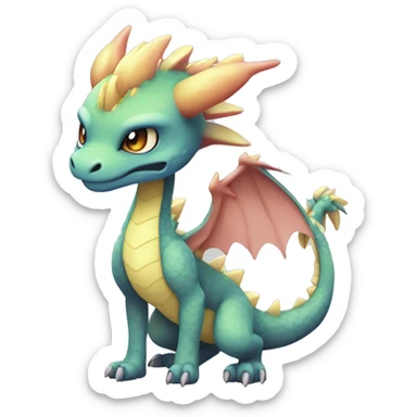 Kawaii Edgy Bright Ethereal Fururistic Fantasy Attractive Gorgeous Beautiful Dragon Pokémon Fakemon full body sticker
