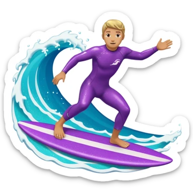 glitter surfer purple surf in wave ocean cian sticker
