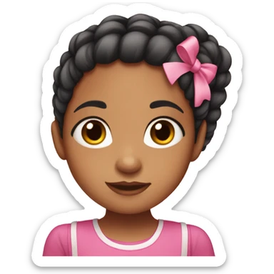 biracial girl with one side braid in hair with pink bow sticker