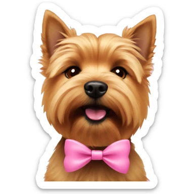 norwich terrier with pink bow on ear sticker