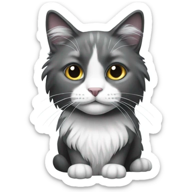 Black and white long haired cat with a grey short hair  sticker