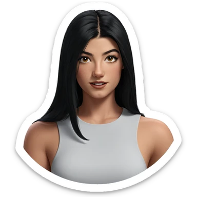 black-haired girl portrait closeup sticker